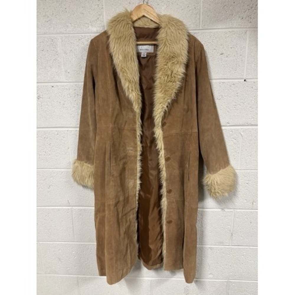 Wilsons Leather Maxima Brown Suede  Long Overcoat Women's Size Medium